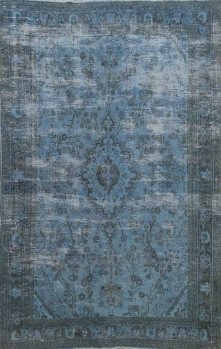 Antique Overdyed Traditional Distressed Area Rug Evenly Low Pile Handmade 7x10