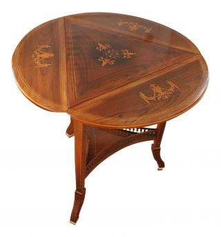 Vintage Italian Inlaid Rosewood Handkerchief Table With Lower Shelf