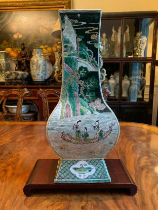A large Chinese Qing Dynasty Famille Verte Porcelain Vase,  Marked. 3