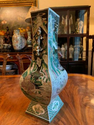 A large Chinese Qing Dynasty Famille Verte Porcelain Vase,  Marked. 6