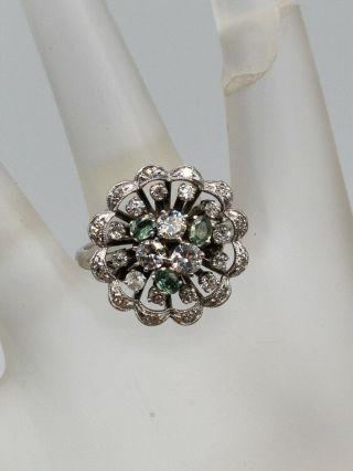 Antique 1940s $6000 2ct Natural Alexandrite Diamond 14k White Gold Halo Ring 9g