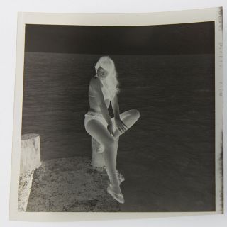 Bettie Page Campy Bikini Pose Camera Negative Photograph Bunny Yeager 1954 Rare 3