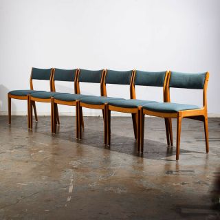 Mid Century Danish Modern Dining Chairs Set 6 Solid Oak Uldum Johannes Andersen