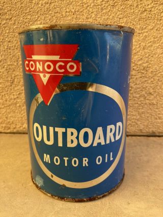 Vintage Conoco Outboard One Quart Metal Oil Can