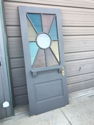 An 604 Unique Stained Glass Entrance Door 33 5/8 X 80.  5 X 1.  25