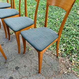 Set Of 6 Vintage A.  Sibau Mid Century Dining Chairs Bentwood MCM 2