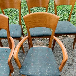 Set Of 6 Vintage A.  Sibau Mid Century Dining Chairs Bentwood MCM 3