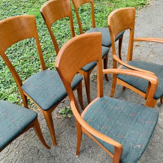 Set Of 6 Vintage A.  Sibau Mid Century Dining Chairs Bentwood MCM 4