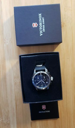 Victorinox 241403.  1 Watch With 40mm Black Chronograph Face & Black Leather Band 3
