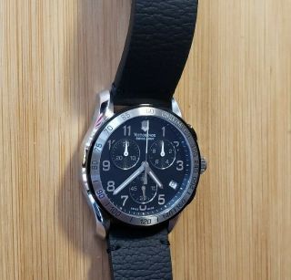 Victorinox 241403.  1 Watch With 40mm Black Chronograph Face & Black Leather Band 5