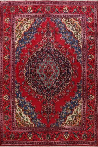 Vintage Floral Traditional Area Rug Wool Hand - Knotted Oriental Carpet 10x13 Red
