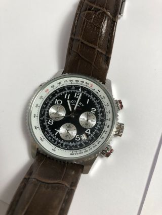Rotary Gents Stainless Steel Chronograph Watch Brown Leather Strap GS03351/19 2