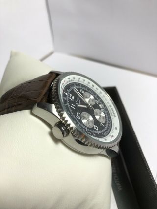 Rotary Gents Stainless Steel Chronograph Watch Brown Leather Strap GS03351/19 3