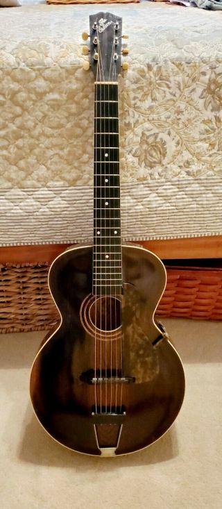 Vintage 1919 Gibson L1 Or L3 Acoustic Guitar With Hard Case And Pick Guard