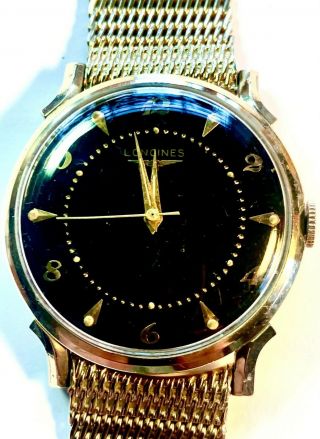 Longines Automatic 17 Jewel 19as Black Dial 10k Gold Filled