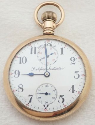 Antique 16s Rockford 17 Jewel 17j Wind Indicator Gold Filled Pocket Watch