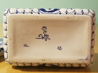 De Porceleyne Fles Royal Delft Vintage Blue White Porcelain Trinket Box Signed