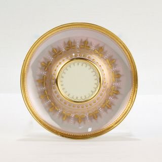 Antique Enamel Jeweled & Gilt Lamm Dresden Porcelain Demitasse Cup & Saucer - PC 6