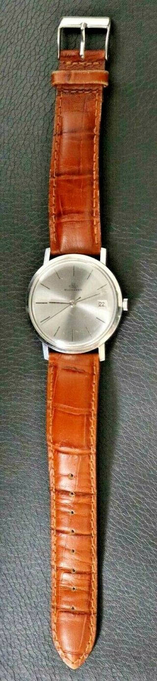 Vintage Bucherer 30.  71 Silver Tone Automatic Men ' s Swiss Watch With Date Window 5