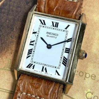 Seiko 80s Vintage Ladies Gold Plated Cartier Homage Tank Watch 4110 - 5039 Repairs