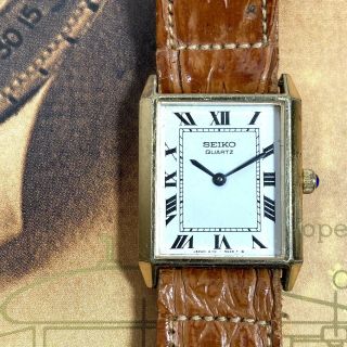 Seiko 80s Vintage Ladies Gold Plated Cartier Homage Tank Watch 4110 - 5039 Repairs 2