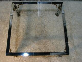 1980 ' s Hollywood Regency Chrome,  Glass & Brass Square Coffee Table 3