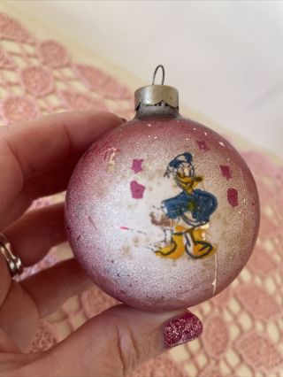 Vintage 1950 ' s Disney Donald Duck Mercury Glass Christmas Ornament Rough 2