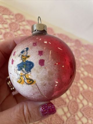 Vintage 1950 ' s Disney Donald Duck Mercury Glass Christmas Ornament Rough 3