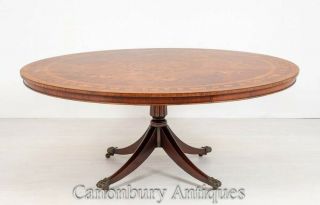 Antique Mahogany Dining Table - Marquetry Inlay Centre Tables