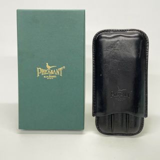 Pheasant R D Gomez Spain Leather Cigar Case Triple Carry Black With Box