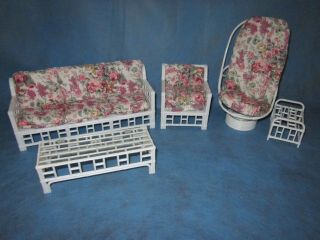 Vintage 1985 Multi Toys Barbie Sofa Couch Chairs Furniture Set W/ Cushions