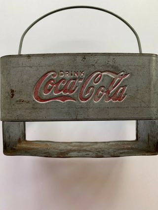 Vintage Coca - Cola steel metal bottle holder carrier 6 pack 2