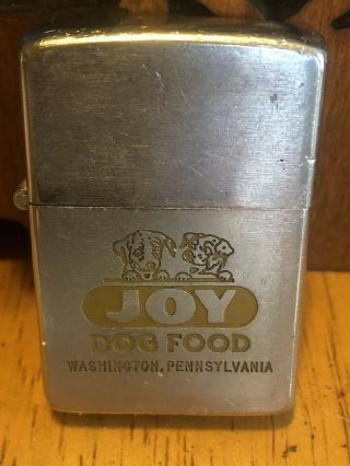 Vintage Zippo Lighter Joy Dog Food Advertising Washington Pa Estate Lighters