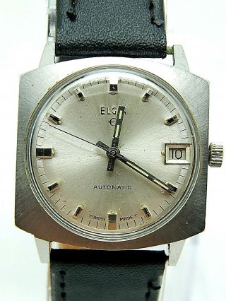 Vintage Stainless Steel 1960s Elgin Grade 997 17 Jewel Automatic Swiss Watch