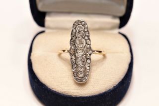 Antique Victorian 14k Gold Natural Diamond Decorated Ring