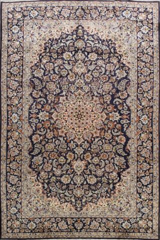 Navy Blue Vintage Floral Najafabad Area Rug Hand - Knotted Oriental Carpet 8 