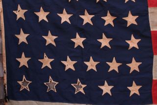 Authentic Antique Western Colorado State,  38 Star American Flag,  Cut - Hole Stars 4