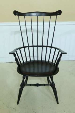 49995E: Pair WARREN CHAIR Black Painted High Back Windsor Chairs 2