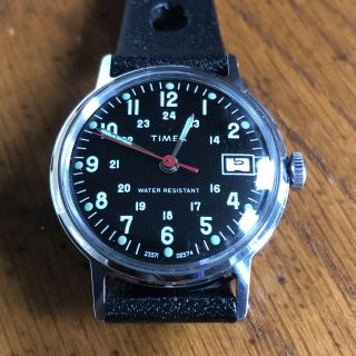 Vintage Timex Military Style Hand - Wind Watch 1974 With Strap