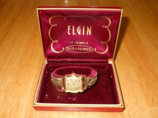 1950 Elgin 544 Grade 17 Jewel Mens Runs Wristwatch 10k Gf Case,  Box Serviced