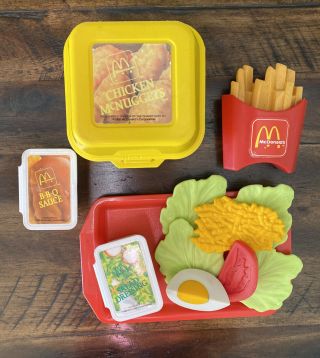Vtg Fisher Price Mcdonalds Play Food Chicken Mcnuggets,  Fries,  Salad,  Sauce 1988