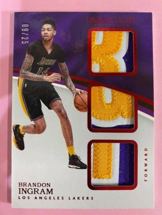 2016 - 17 Panini Immaculate : Brandon Ingram Lakers Rookie Red Triple Patch 09/25
