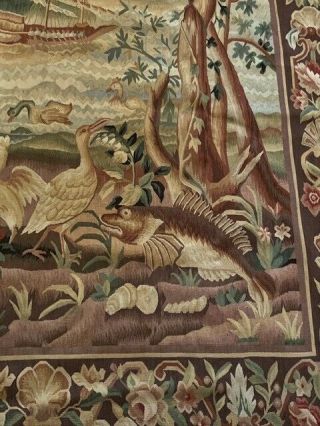French Aubusson Verdure Tapestry Wool 19th Century 82 " X53 " Hand Knotted