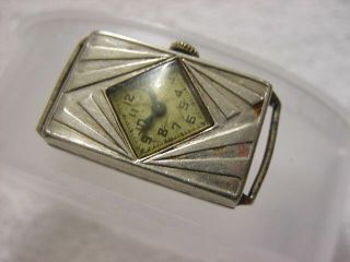 Vintage 14k Gold Fd Antique 1920 Art Deco Lady Elgin Parisienne Asymmetric Watch
