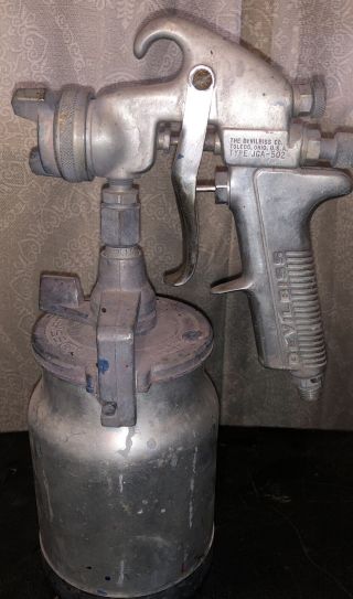 Vintage Devilbiss Type Jga - 502 Air Spray Paint Spray Gun With Canister