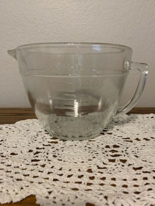 Vintage Anchor Hocking Clear 2 - Qts 2 - Liter 8 Cup Mixing Measuring Glass Bowl Cup