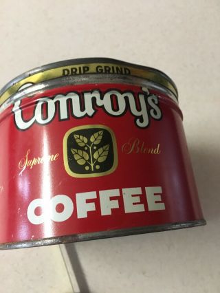 Vintage Conroy’s Coffee Tin Can 1 Key Wind Kansas City Kansas V Good