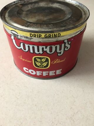 Vintage Conroy’s Coffee Tin Can 1 Key Wind Kansas City Kansas V Good 3