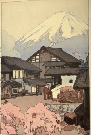 Old Japanese Hiroshi Yoshida Unmounted Woodblock Print Fuji From Funatsu