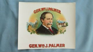 Vintage General W.  J.  Palmer Color & Embossed Cigar Box Label - Antlers
